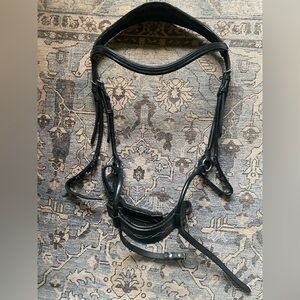 Lexhis Black Leather Horse Bridle with Raised Browband